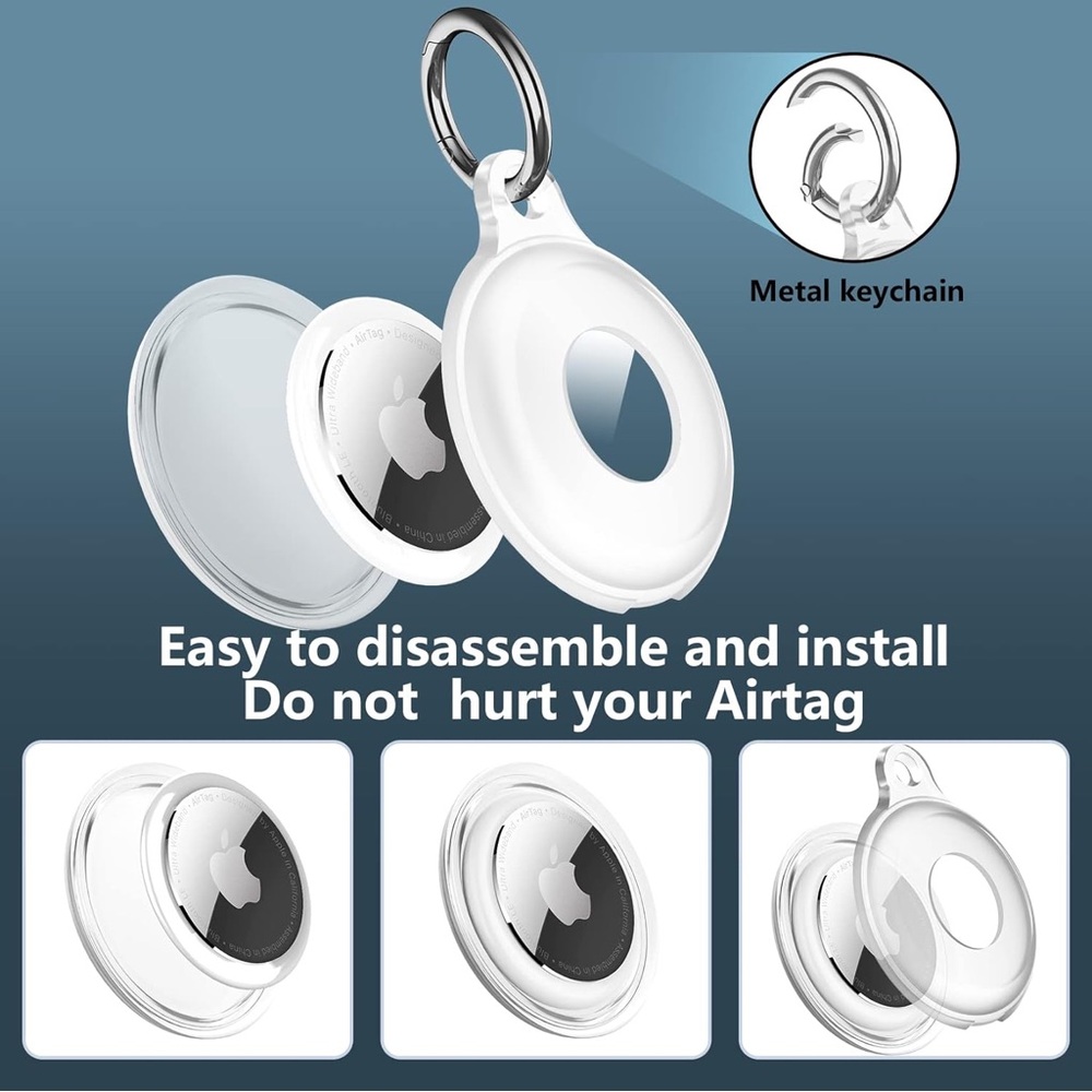 Apple Airtag Holder with Silver Keyring - Picture 4 of 6